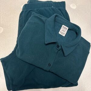 PINK Victoria's Secret Dark Teal Fleece Pajama Set